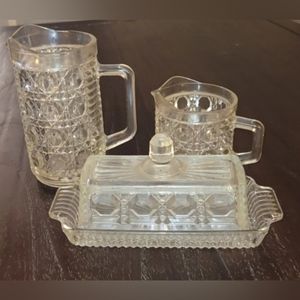 Vintage Crystal Butter dish and Creamer